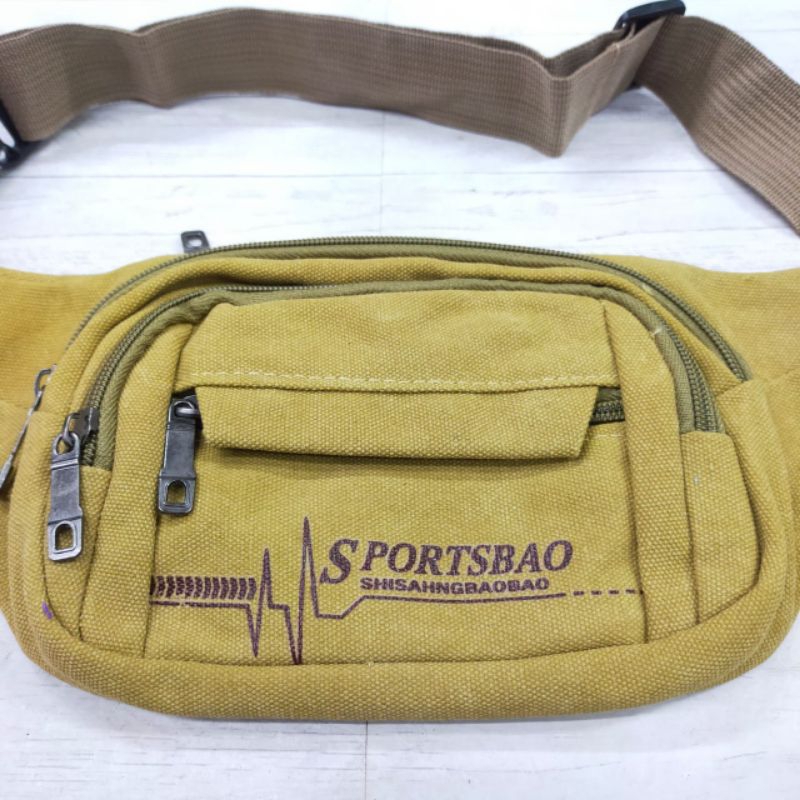 Tas pinggang pria kanvas tas selempang pria kanvas sport import