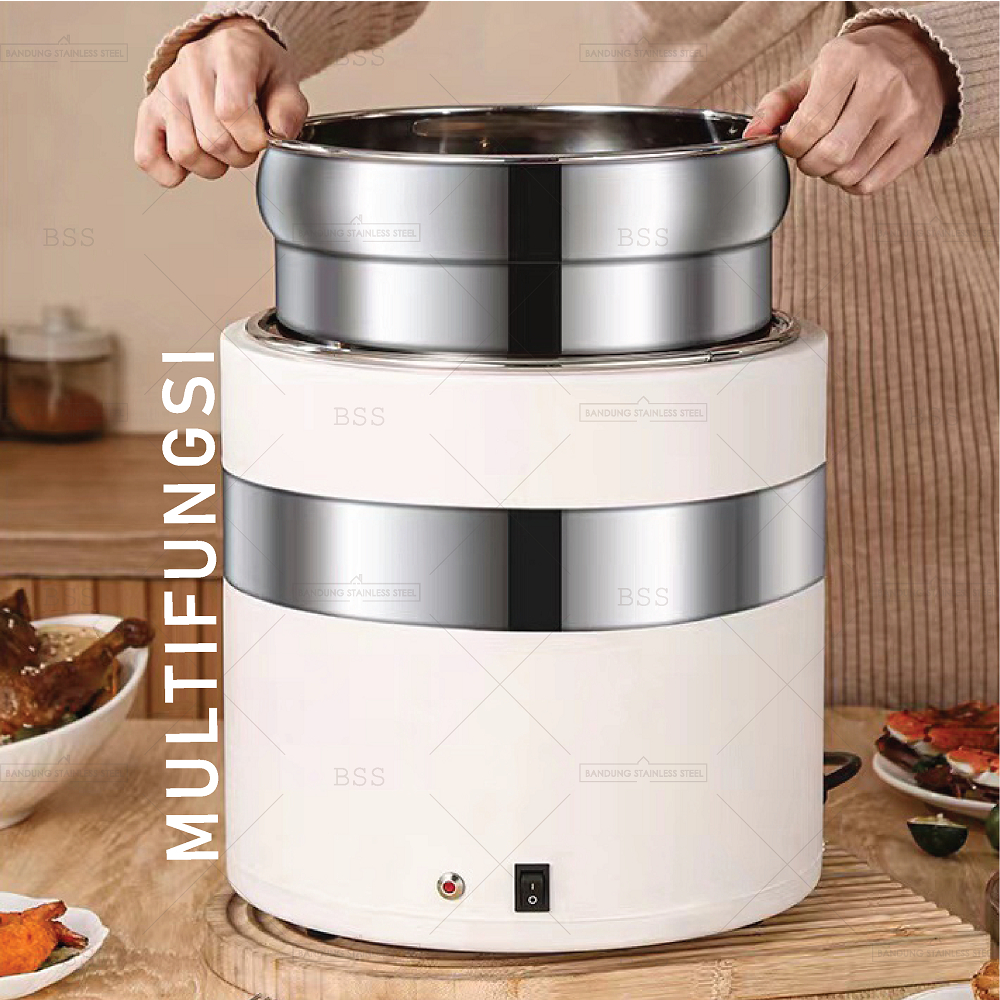 Electric Soup Warmer 11L Penghangat Pemanas Sup  bubur Listrik Catering Hotel Makanan Prasmanan Stainless Multifungsi