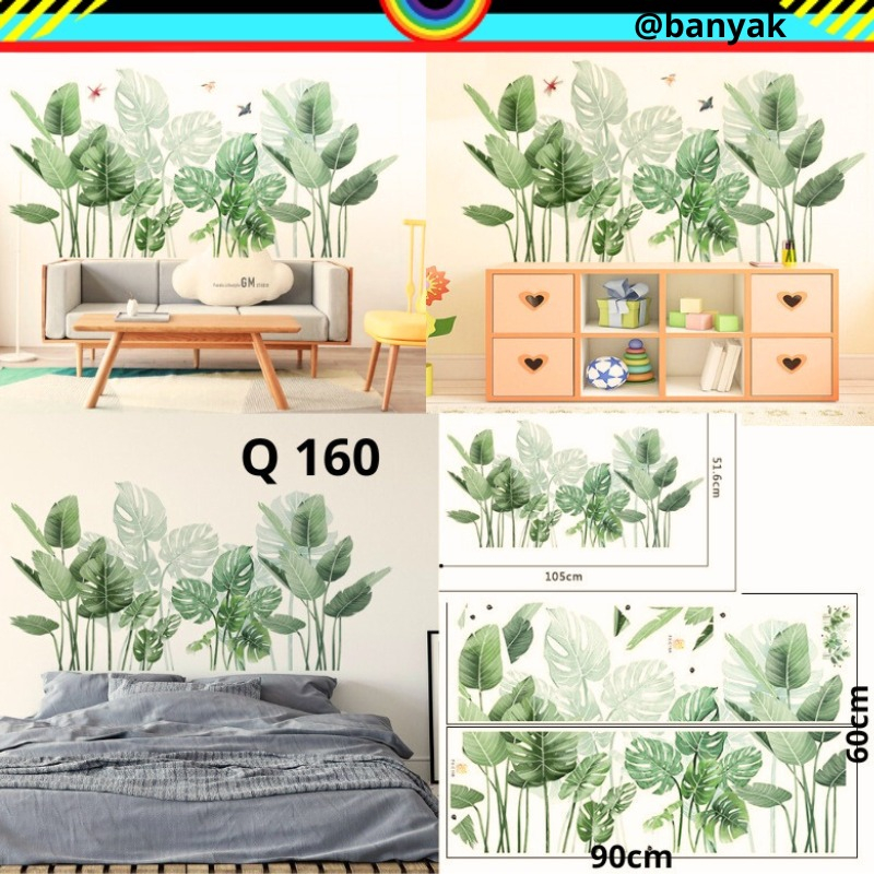 WALLSTICKER WALL STICKER STIKER SETIKER HIASAN DINDING DAUN HIJAU DEKORASI RUMAH RUANG TIDUR TAMU TEMPELAN KERAMIK KRAMIK TEMBOK WALLPAPER WALPAPER DEKOR RUANG KELUARGA DECOR PINTU JENDELA KACA MINIMALIS KEKINIAN MURAH KADO UNIK Q 160 @banyak