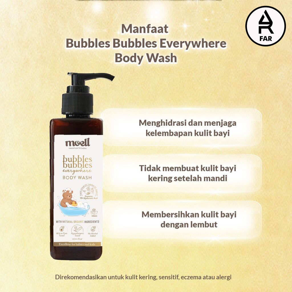 Moell Bubbles Everywhere Body Wash 185gr/ Sabun bayi / Sabun natural organik / SLS free/ Safe for sensitive skin