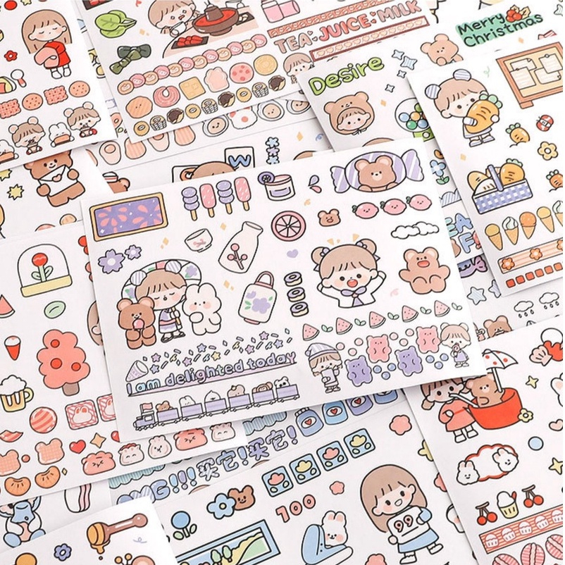 【COD】50 Lembar / Set Stiker Motif Kartun Lucu Untuk Dekorasi Buku Catatan kertas lucu stiker hiasan buku / Diary DIY