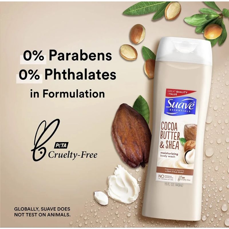 Suave Essentials Body Wash Cherry blossom 443ml / sabun mandi suave cream