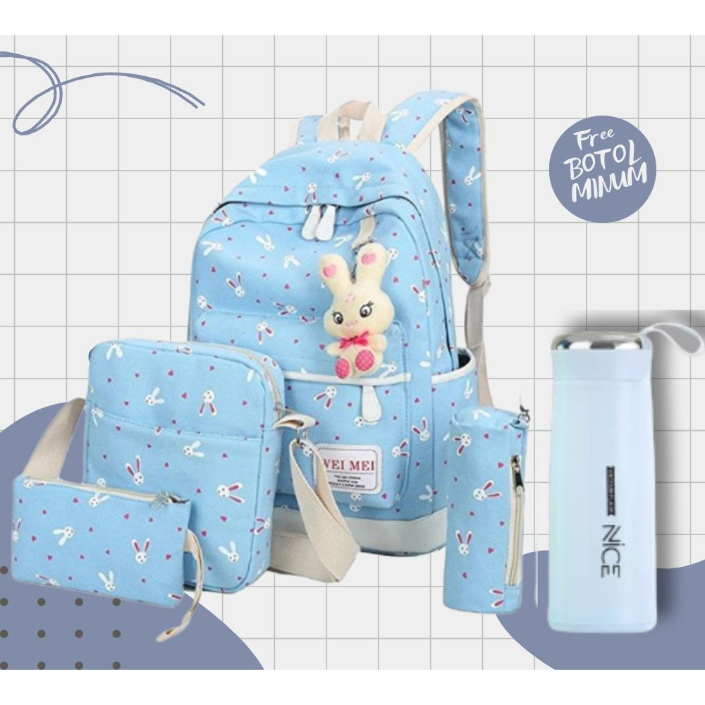 BDKR_TAS - Tas wanita set/ransel beranak/tas beranak 3 in/motif kelinci playboy