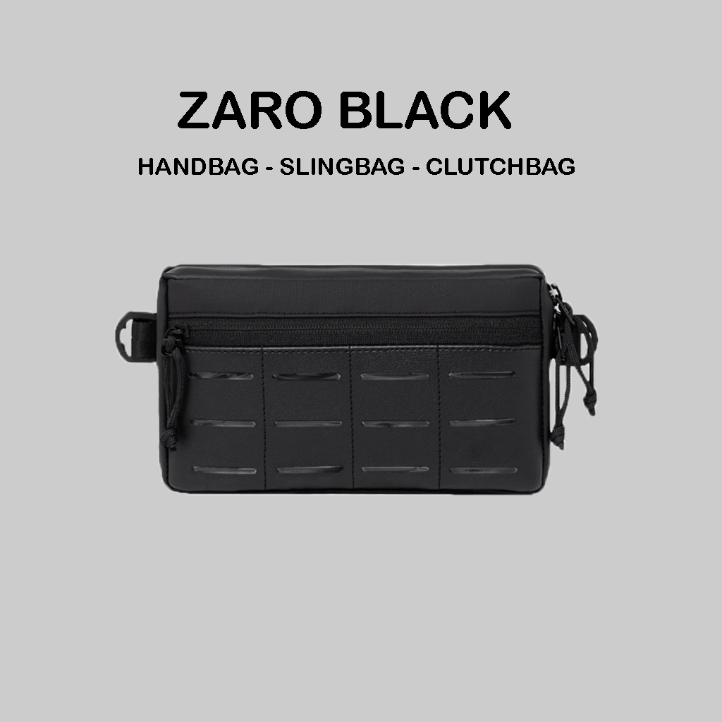 ZARO Clutch Hand Bag Black Multifungsi Bahan Bimo Nilon Waterproof