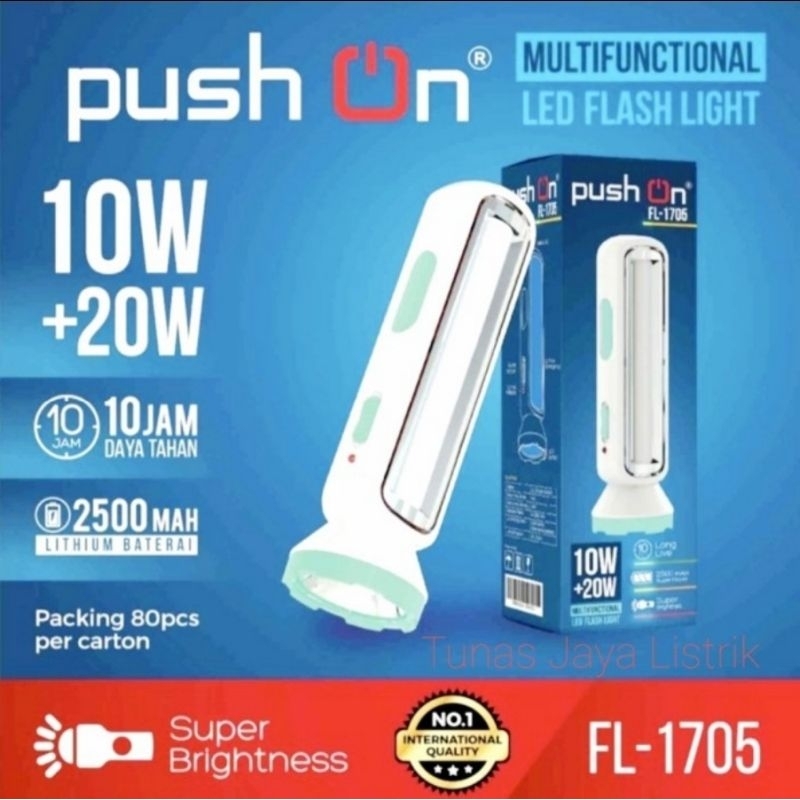 Push On senter 10 Watt FL 1705 + Emergency 20 Watt Super Terang Berkualitas Tahan Lama