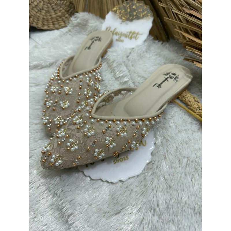 Flatshoes Wedding cantik marisa Cream mix gold