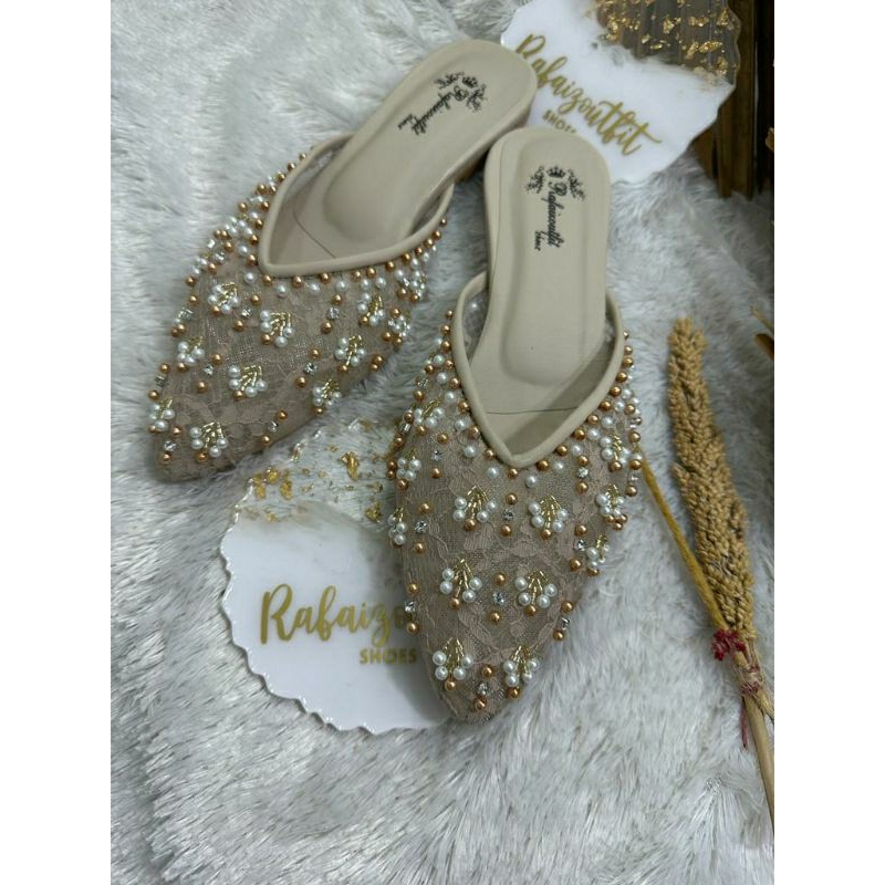 Flatshoes Wedding cantik marisa Cream mix gold