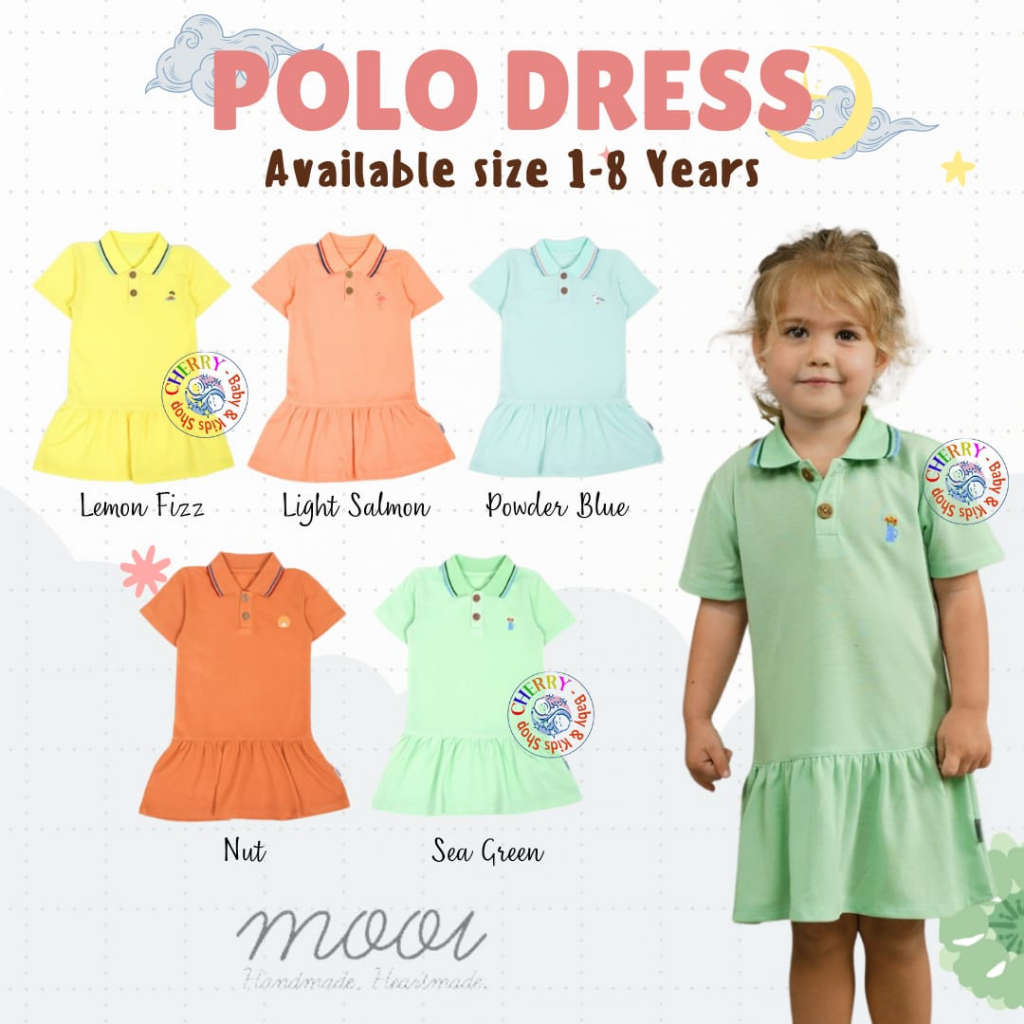 Mooi Polo Dress 1-8 Tahun Collar Polo Dress Lacoste / Dress Anak Perempuan CBKS