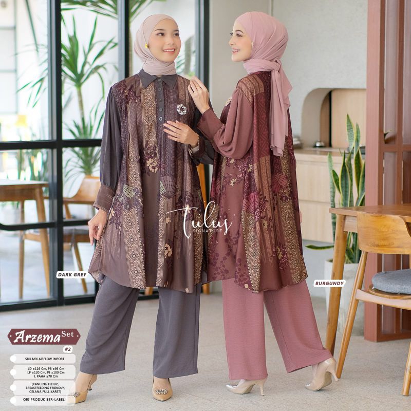 ARZEMA SET #2 BY TULUS SIGNATURE / ONESET SILK PREMIUM MUSLIMAH / Setelan celana wanita LD116