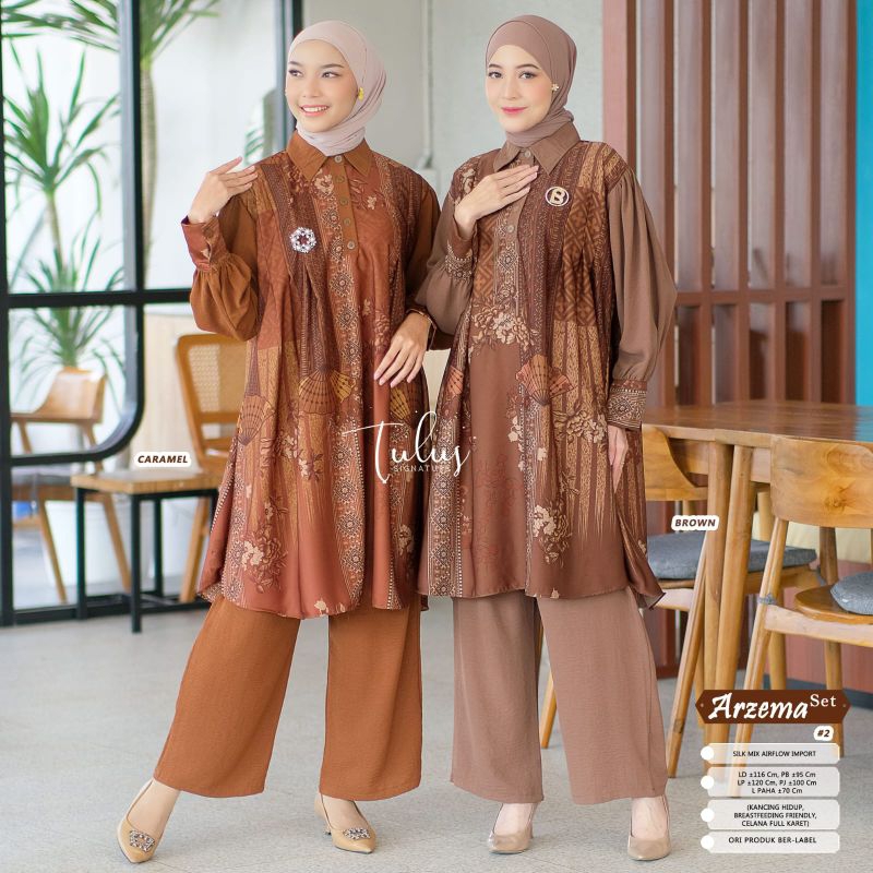 ARZEMA SET #2 BY TULUS SIGNATURE / ONESET SILK PREMIUM MUSLIMAH / Setelan celana wanita LD116