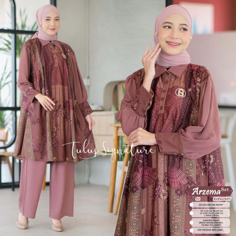 ARZEMA SET #2 BY TULUS SIGNATURE / ONESET SILK PREMIUM MUSLIMAH / Setelan celana wanita LD116