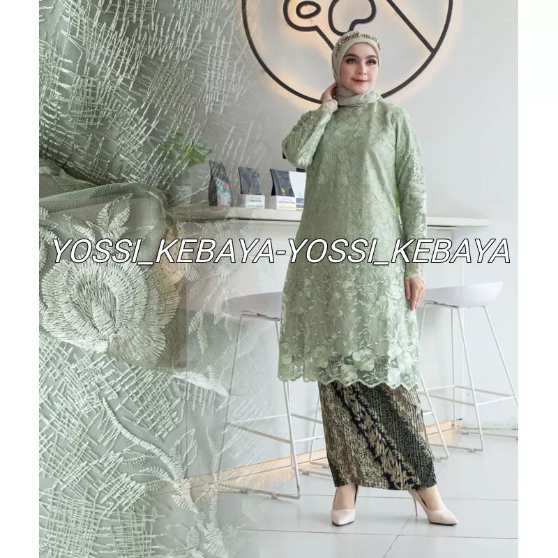YS_(new) KEBAYA TUNIK TILLE GREEN SAGE//KEBAYA BLOUSE CANTIK//KEBAYA PESTA MEWAH//KEBAYA BROKAT//KEB