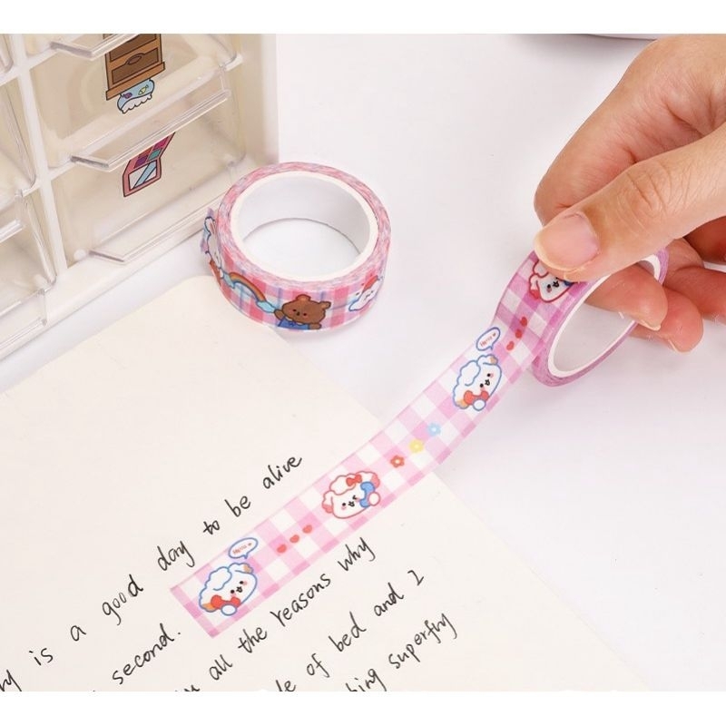 

KIYOWO 1 ROLL WASHITAPE CUTE KAWAII FOR SCRAPBOOK JOURNAL DIY