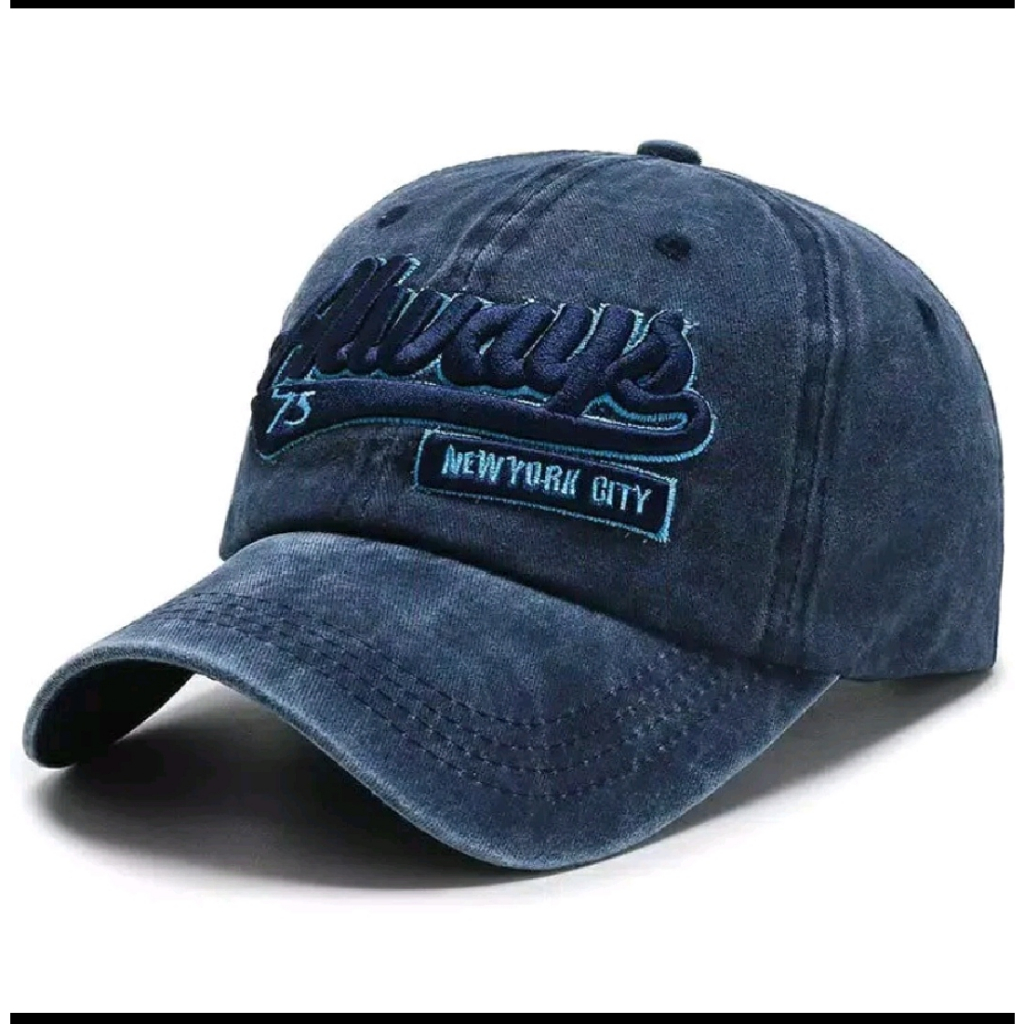Topi Always Fashion Outdoor Bordir Always 75 NY Topi Baseball Import Premium