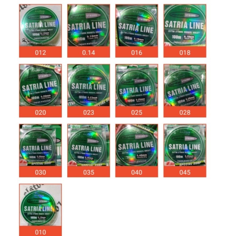 Senar Pancing SATRIA LINE Satrialine 100m putih clear murah kuat 010 sampai 045 Diameter krcil Lb besar