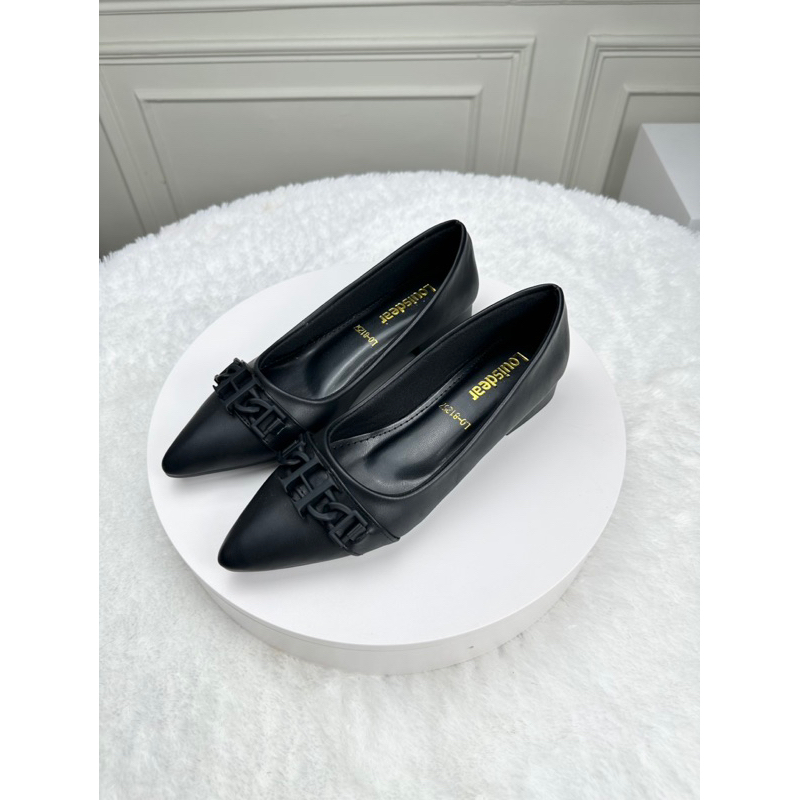 sepatu  flat shoes wanita kekinian terbaru Louisdear B153 bahan satin heel 3 cm