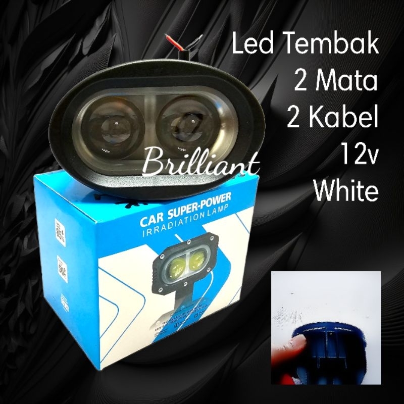 Lampu Tembak Sorot Tambahan - 12v Mobil Motor - 2 Mata LED - 2 Mode / 3 Mode