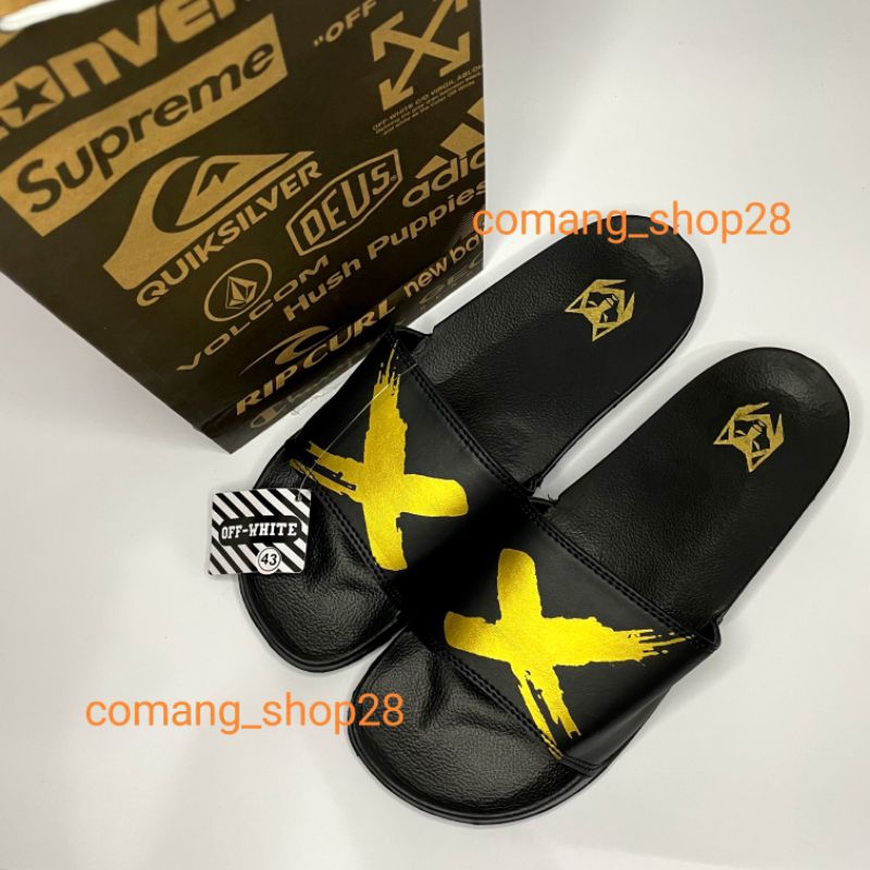 sandal sendal slop selop pria terbaru maxslide hitam x gold