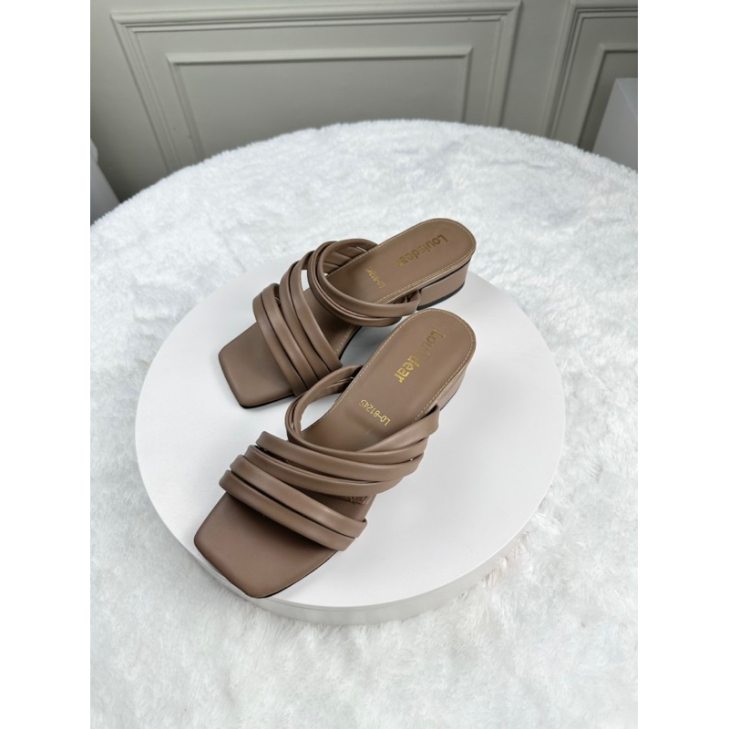 sendal heel tapak tahu 3 cm wanita terbaru kekinian bahan kulit LOUISDEAR S108
