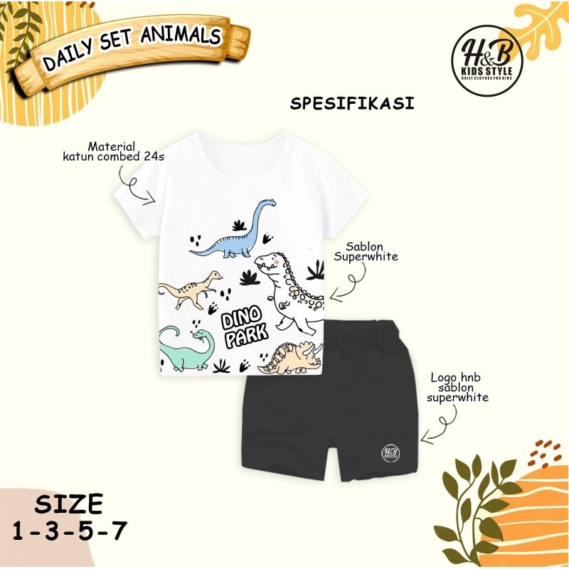 SET DAILY ANIMALS BY H&B KIDS STYLE SETELAN ANAK LAKI LAKI MOTIF BINATANG