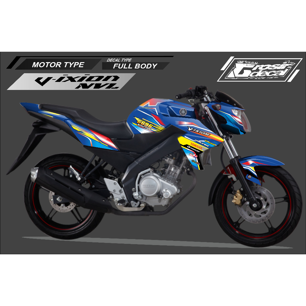 Decal Stiker Yamaha Vixion 2014 Biru Full Body Fullset Decal Sticker Vixion 2014 2016 Fullbody
