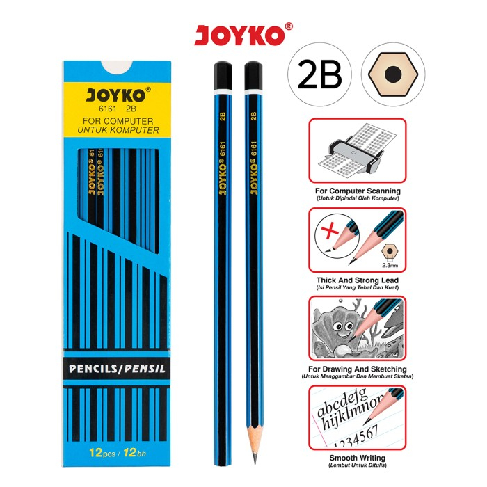 Pensil Tulis Kayu 2B Pensil 2B JOYKO 6161 - Per Lusin/Pack