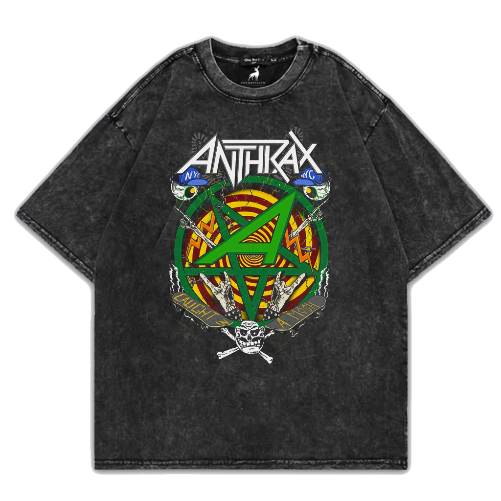 PolarVision T-shirt Musik Band Anthrax Washed Oversize