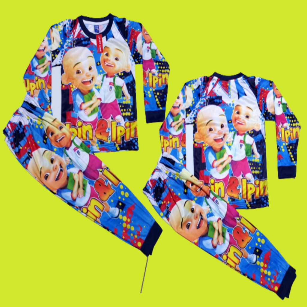 setelan baju tidur ipin upin full printing murah1