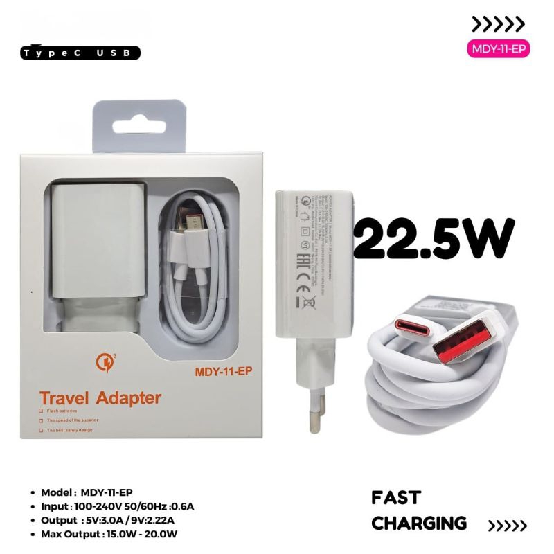 CHARGER FAST CHARGING KABEL TYPE C MDY-11-EP FOR REDMI 8 / REDMI 9 / REDMI 10