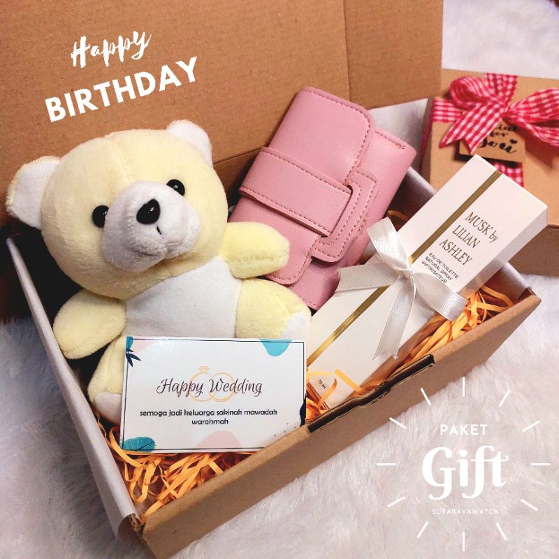 (PAKET CUTE) Kado Ulang Tahun Boneka Birthday Giftbox Anniversary Hijab Pashmina Hampers Graduation