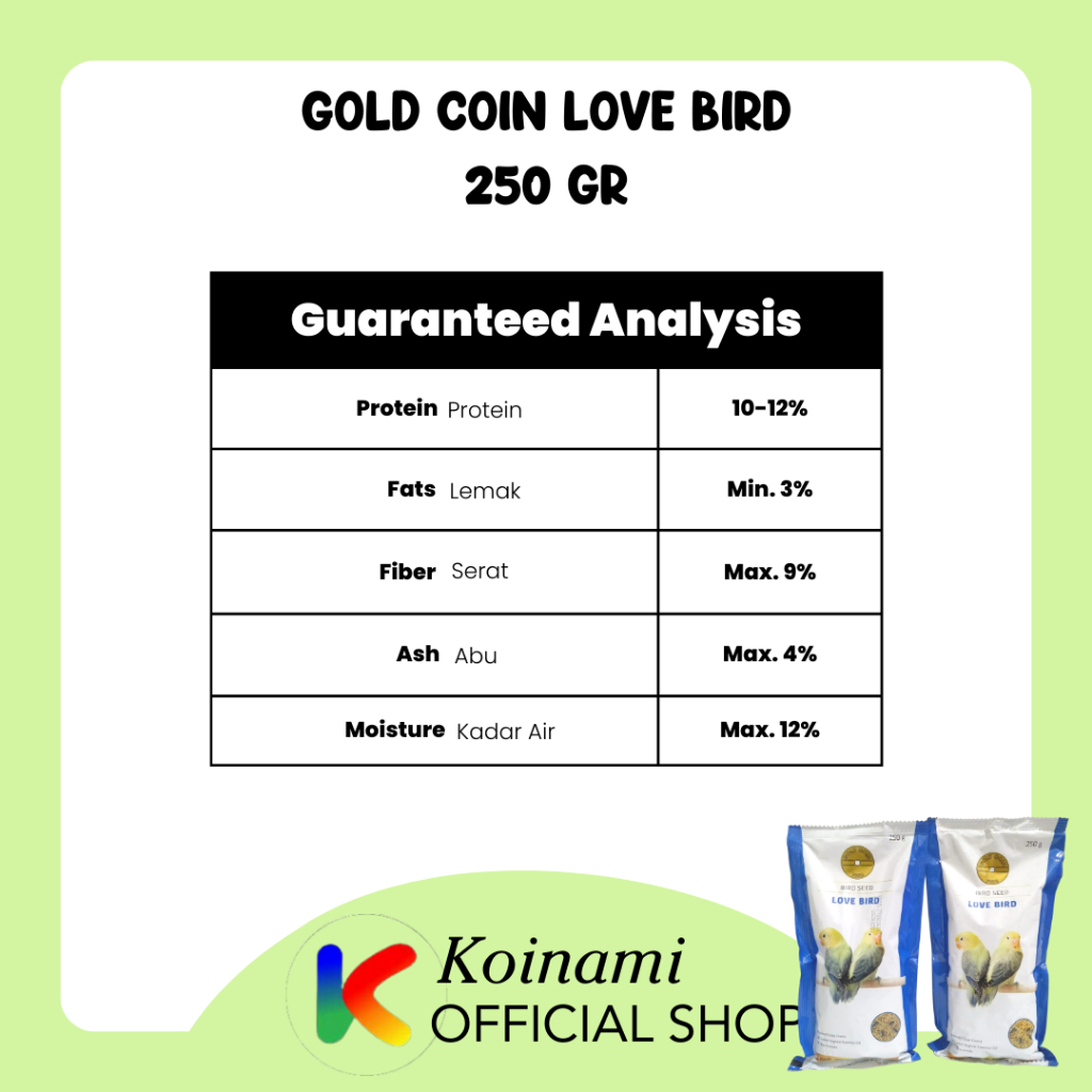 GOLD COIN LOVE BIRD / MAKANAN BURUNG LOVE BIRD