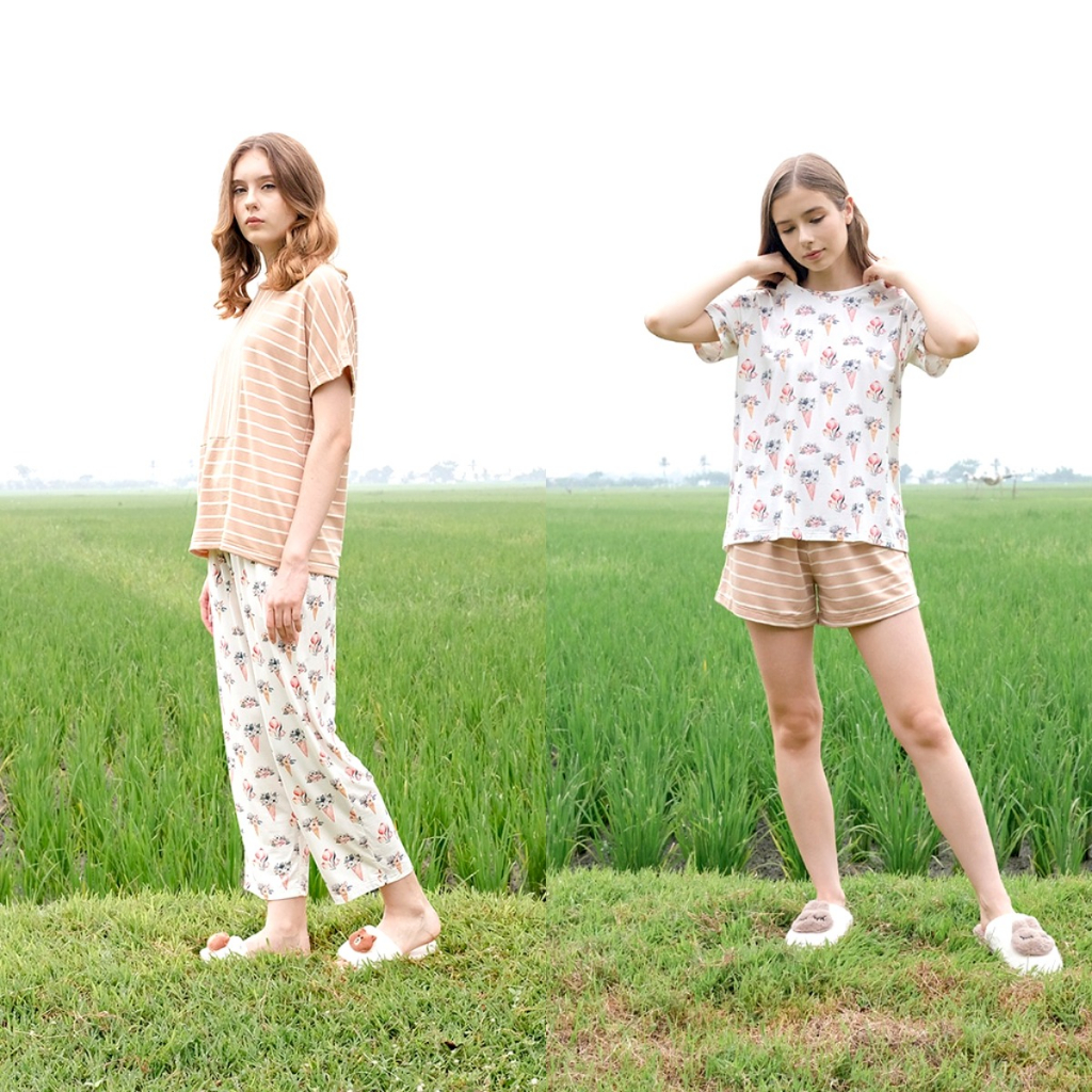 Cielyn - Everly Stripe - Spring Bloom - Piyama Wanita - Dewasa Set