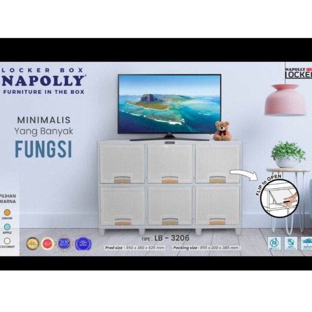 locker box loker laci lemari tv napolly susun 3 dan susun 3 lb-3206 , lb-3309