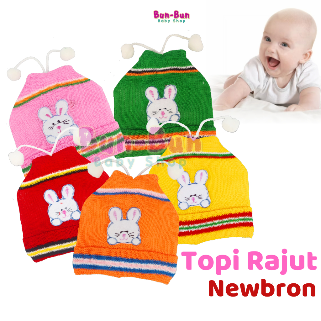 Topi Bayi Kupluk Rajut Laki Perempuan Baju Baby Newborn Perlengkapan Aksesoris Baru Lahir Unisex bun