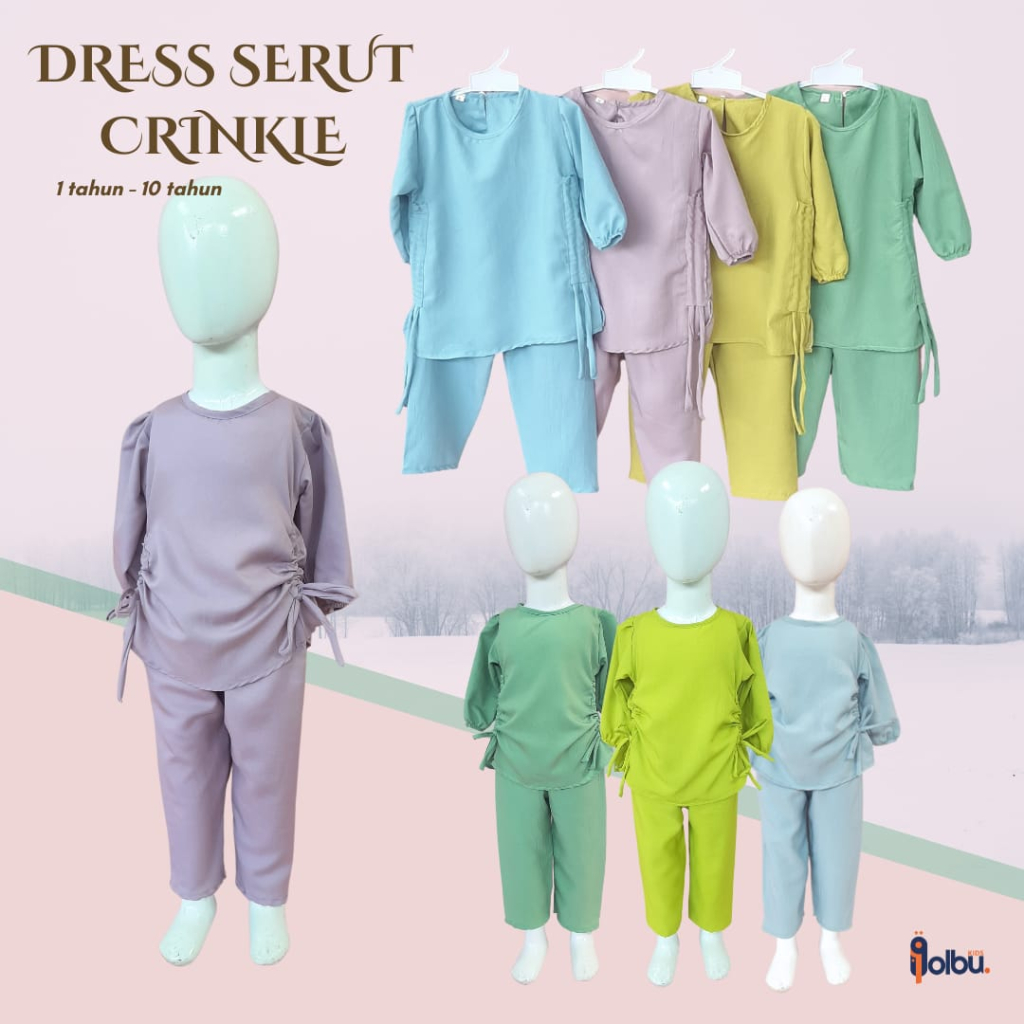 ARJUNA SET TUNIK CRINKLE KINARA SERUT / One set Crinkle anak / Set Crinkle anak perempuan Sublim / Tunik Crinkle Anak  Perempuan