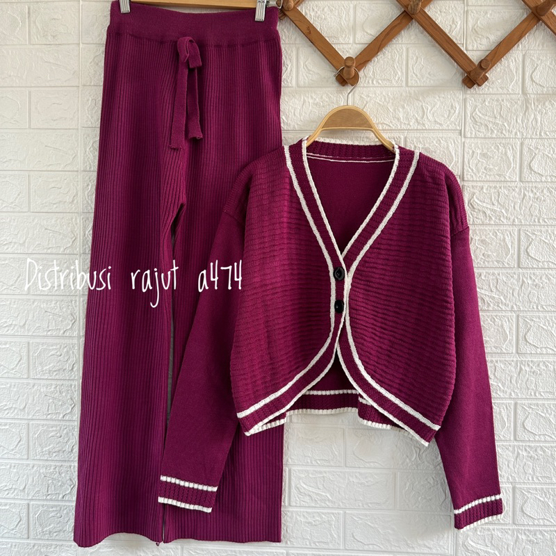 ONESET CARDY RAJUT SONIA SETELAN CELANA KULOT RAJUT WANITA