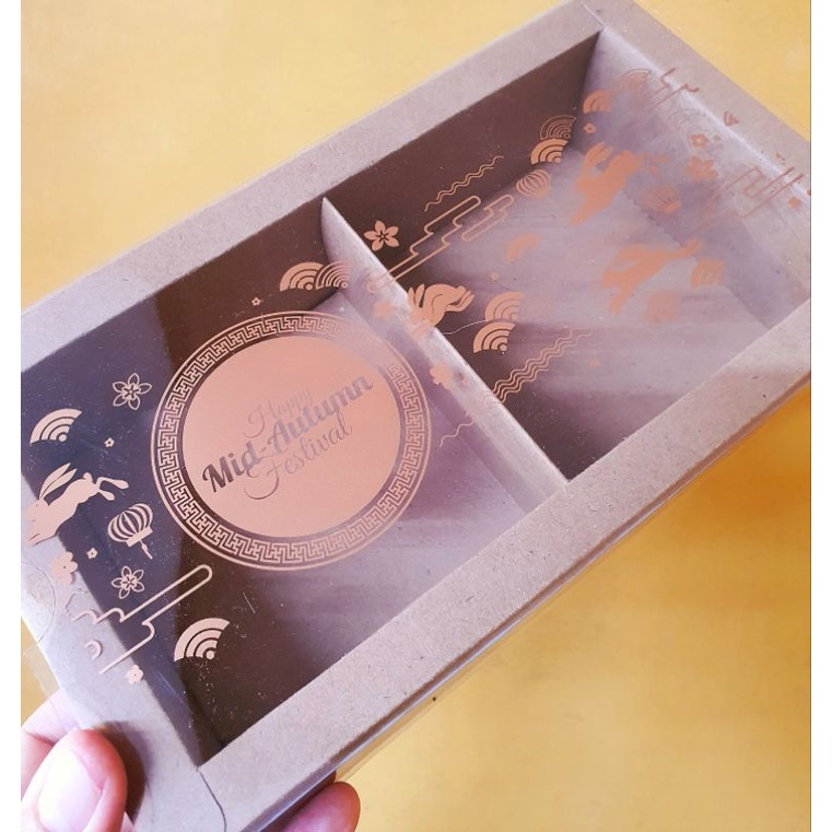 

5 Pcs Dus Mika Mooncake 125gr Kotak Kemasan Box Kue Bulan Kardus Hampers Mid Autumn Festival Sekat 2 Coklat