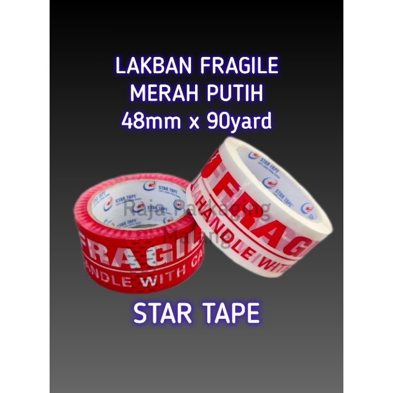 

Lakban Fragile StarTape Satuan Merah Putih 48mm x 90yard Murah
