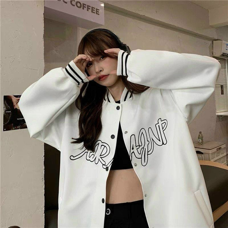 Jacket Wanita Basebal - ARAJNP Baseball Jaket Sweater Wanita Korean Style