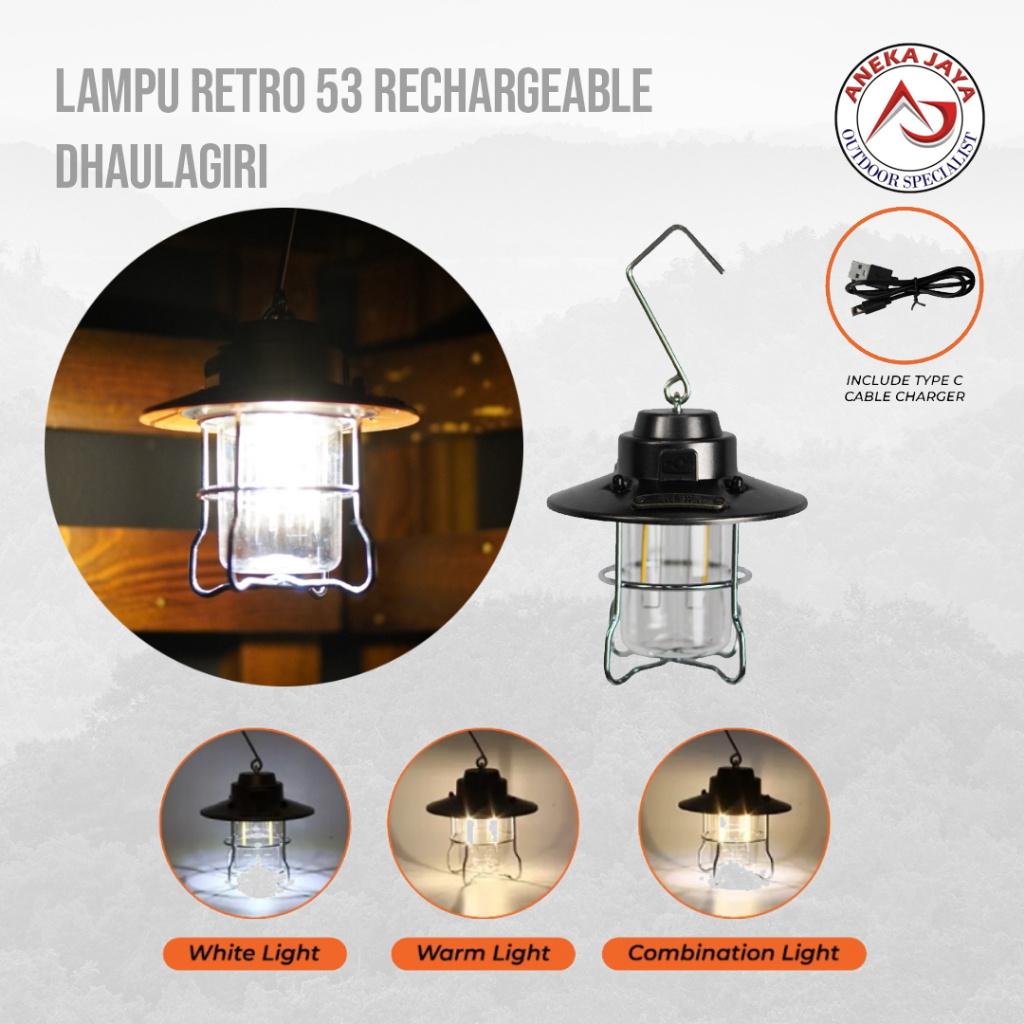 LAMPU CAMPING RETRO 53 RECHARGEABLE LAMPU CAS