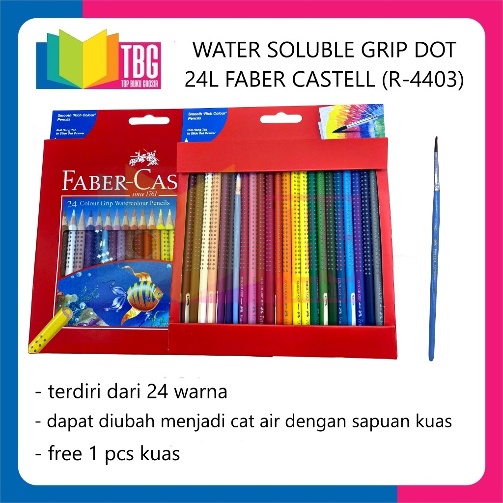 

1 SET WATER SOLUBLE GRIP DOT 24L FABER CASTELL PENSIL WARNA COLOURING PENCIL (R-4403)