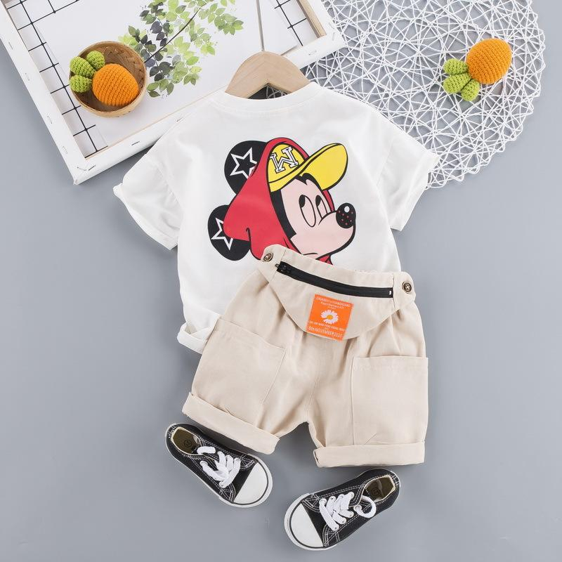 Setelan Import Kaos Tas Mickey/Bear Garis/Winnie The Pooh Anak Laki-Laki