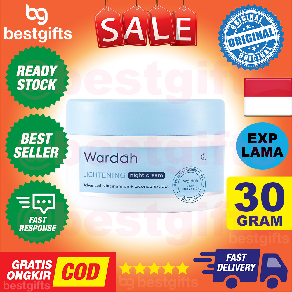 WARDAH LIGHTENING NIGHT CREAM ADVANCED NIACINAMIDE KRIM MALAM PELEMBAB 30 GRAM