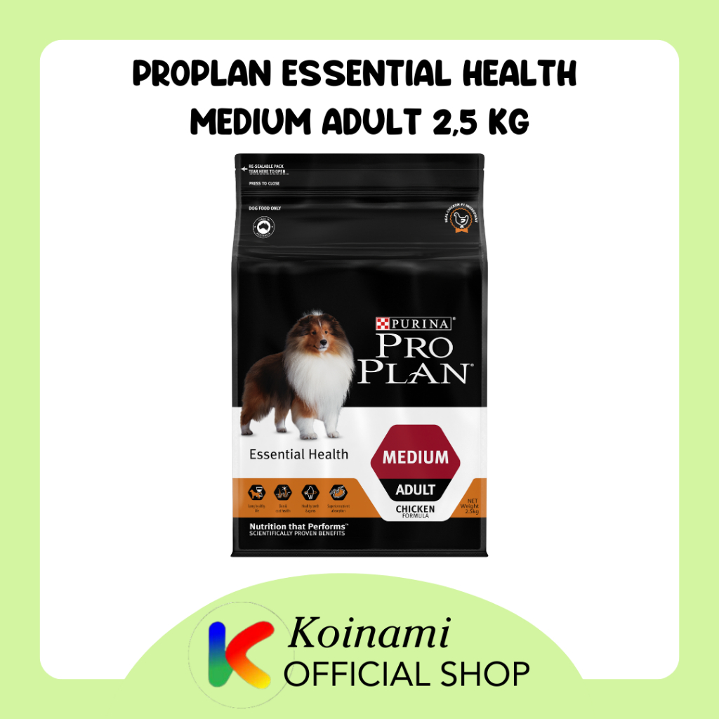 Proplan Essential Health Medium Adult Chicken 2,5 kg / Makanan Anjing Besar / Makanan Anjing Medium