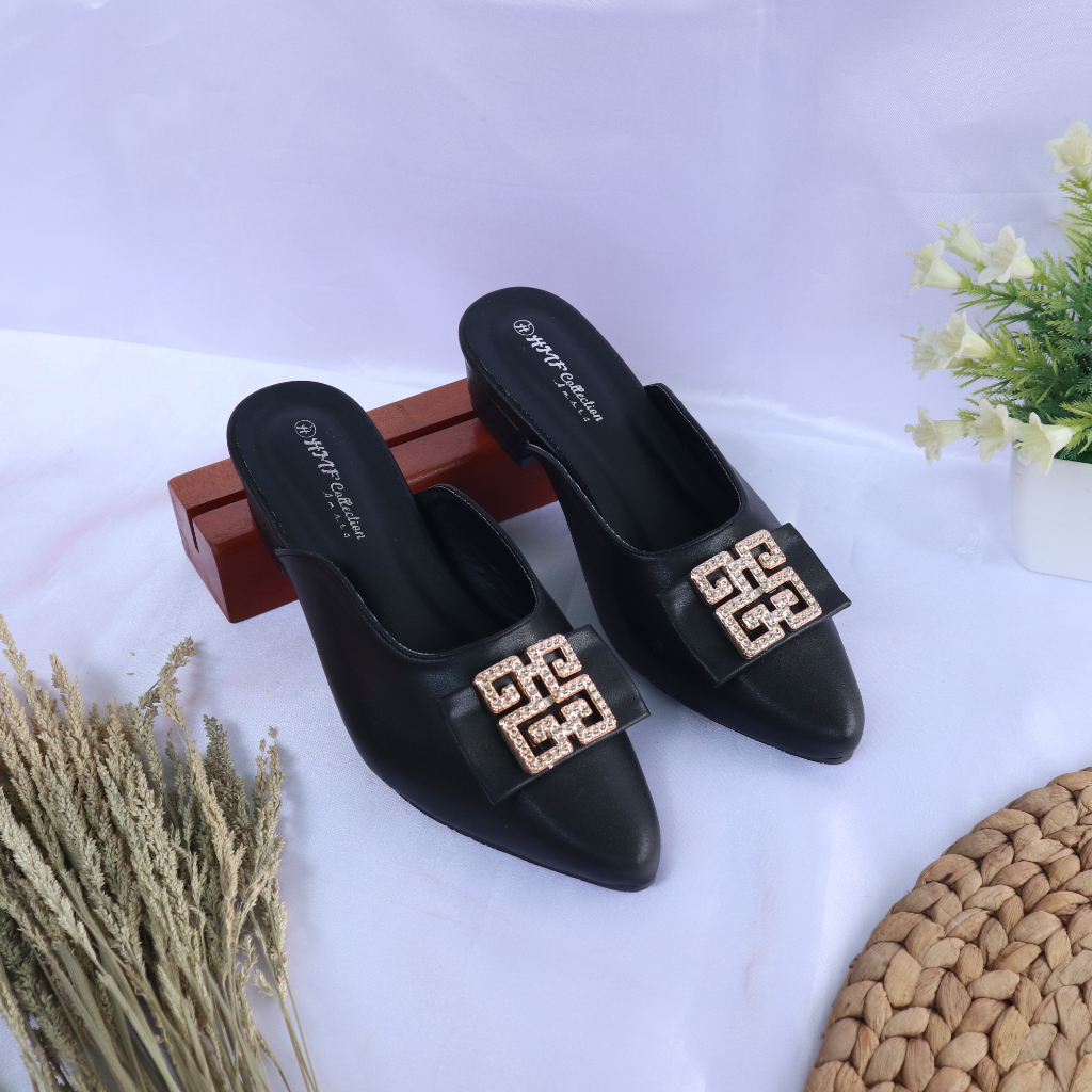 HMF Novaria Sepatu Hak Mules Wanita 3 cm MT19