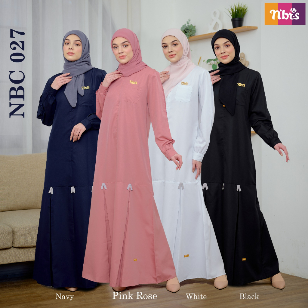 GAMIS HITAM PUTIH / GAMIS NIBRAS / DRES MUSLIMAH SIMPLE TERBARU BUSUI FRIENDLY SIMPLE BAHAN TOYOBO N