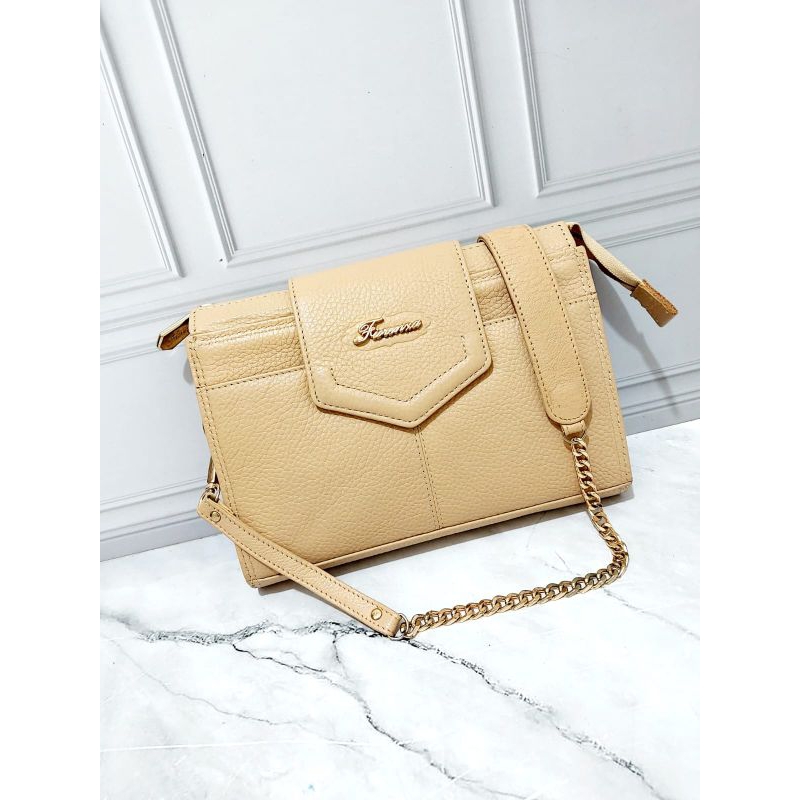 Fiorenza tas wanita kulit asli Meghan Slingbag Cream genuine leather