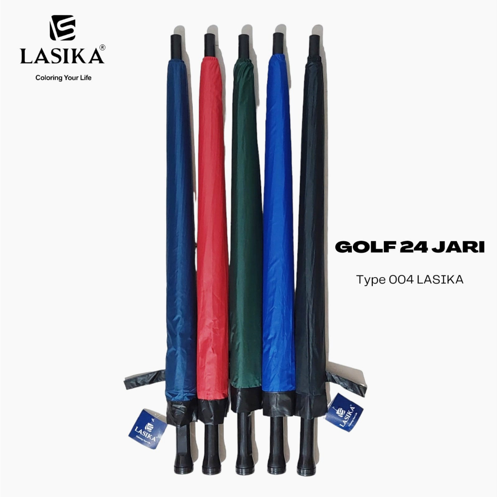PAYUNG GOLF PANJANG 24 JARI RANGKA BESI MATERIAL KAIN VINYL FREE SARUNG 004 LASIKA
