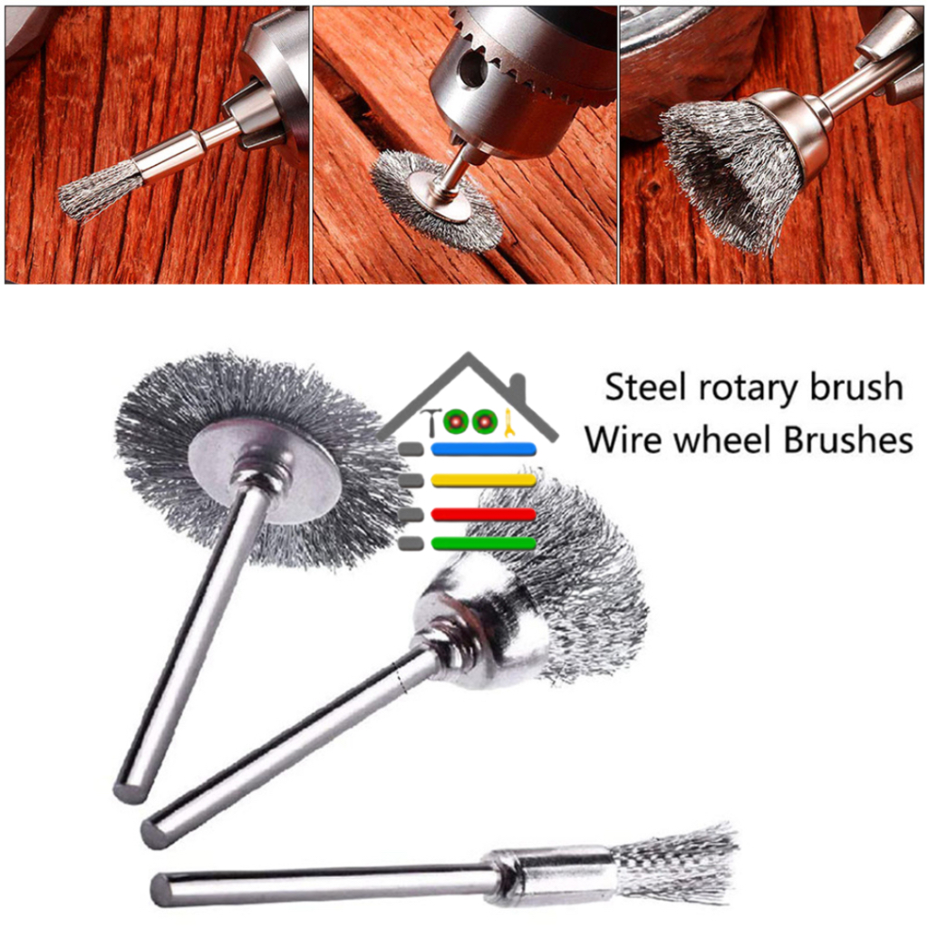 MATA BOR SIKAT KAWAT BAJA MINI GRINDER WIRE BRUSH PEMBERSIH BESI ALUMUNIUM 3IN1