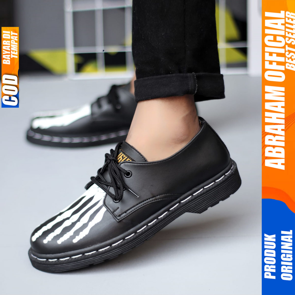 Sepatu Pantofel Formal Docmart Low Boots Casual Kulit Hitam Pria